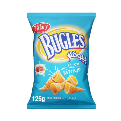 TIFFANY BUGLES KETCHUP CORN SNACKS, 125G