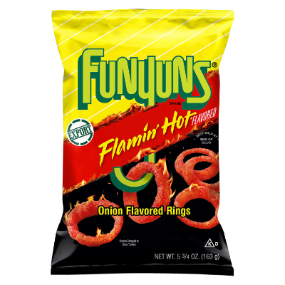 FUNYUNS FLAMING HOT ONION IMPORTED CHIPS, 163G