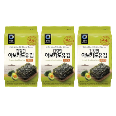 O'FOOD AVOCADO OIL SEAWEED SNACK, 3X4G