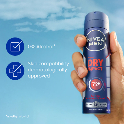 Nivea Men Dry Impact Antiperspirant Fdeodorant Spray, 150ML