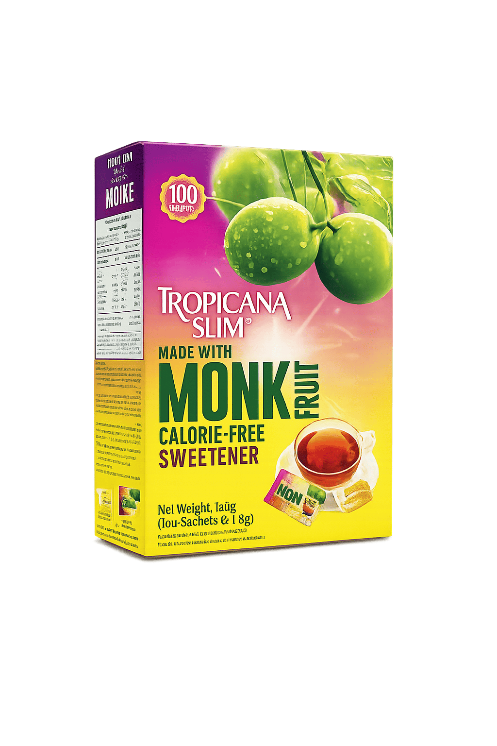 Tropicana Fruit Sweetener Slim Monk, 100 Sachets