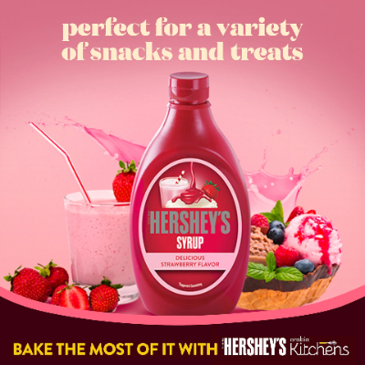 HERSHEY'S STRAWBERRY SYRUP FOR BAKING DESSERTS EASY SQUEEZE BOTTLE, 623G