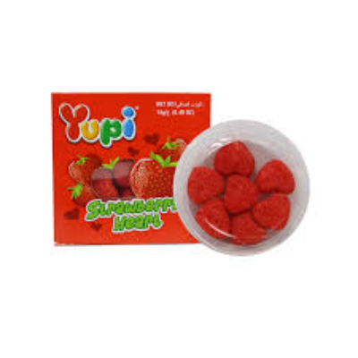 YUPI GUMMY STRAWBERRY HEART JELLY, 14G