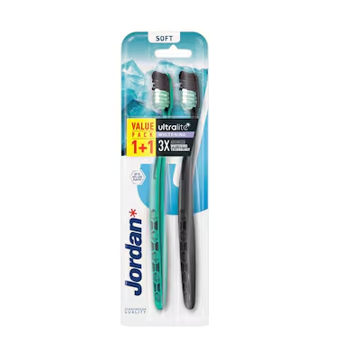 JORDAN ULTRALITE WHITENING MEDIUM TOOTHBRUSH, 2 PACK