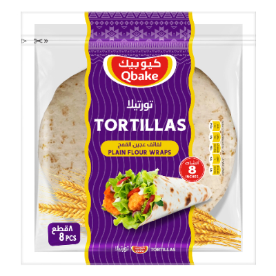 QBAKE PLAIN TORTILLAS, 8 PIECES, 320G
