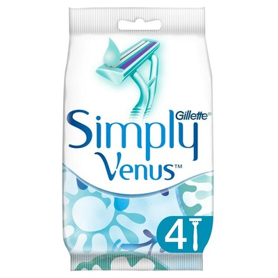 GILLETTE SIMPLY VENUS 2 WOMEN`S DISPOSABLE RAZORS, 4 COUNT