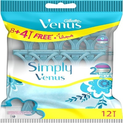 GILLETTE VENUS 3 SIMPLY DISPOSABLE RAZORS, 8+4 PIECES