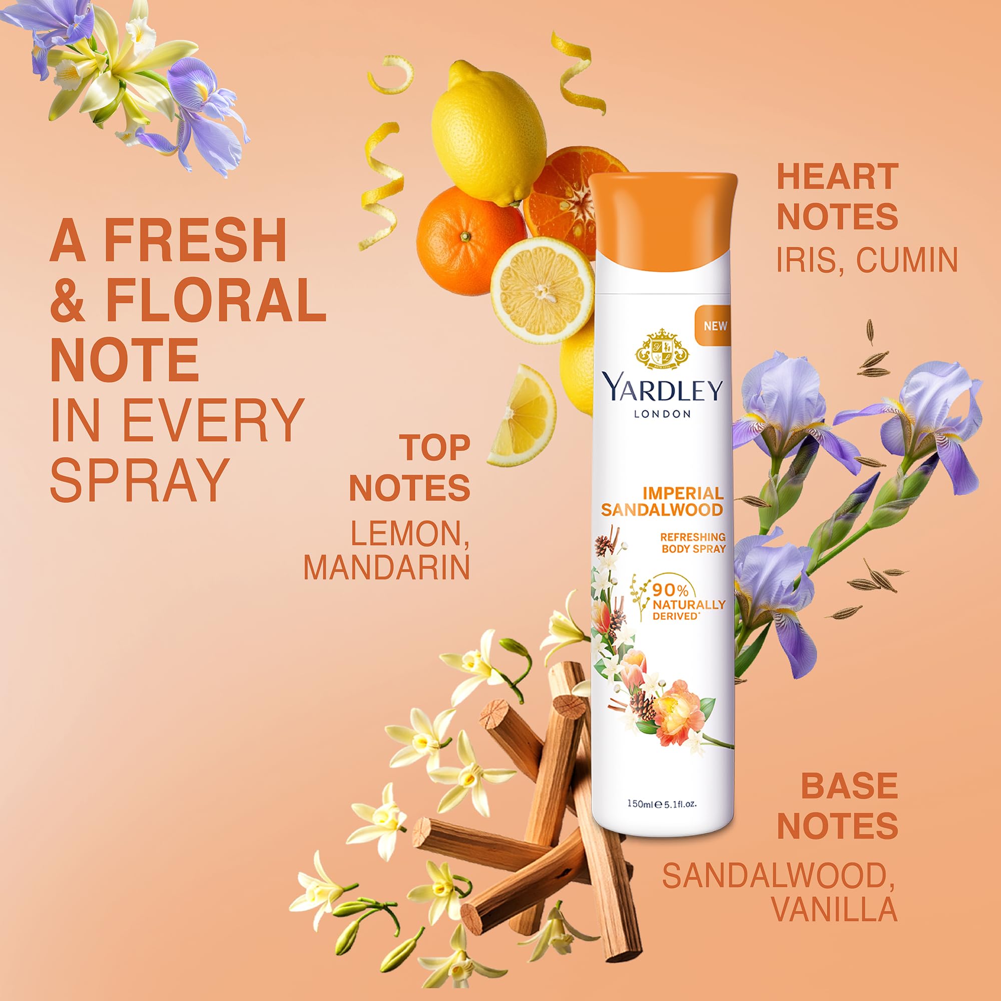 Yardley Sandal Wood Body Spray, 150ML