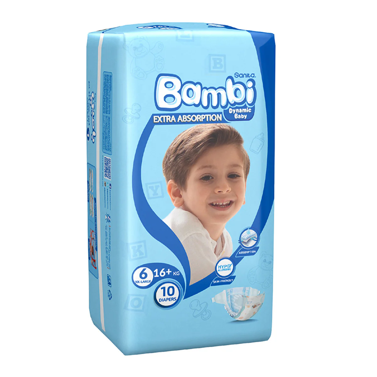 Sanita Bambi Baby Diapers Regular Pack, Size 6, Xx-large, 16+kg, 10 Count