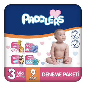 PADDLERS DIAPERS MIDI SIZE 3 FROM 4-9KG, 9 DIAPERS