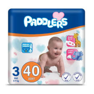 PADDLERS MIDI BABY DIAPERS, SIZE 3, 4-9KG, 40 PIECES