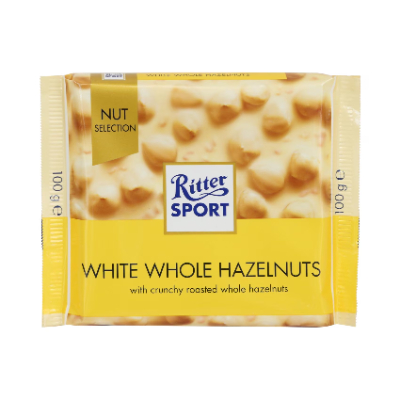 Ritter Sport White Chocolate With Whole Hazelnut, 100g