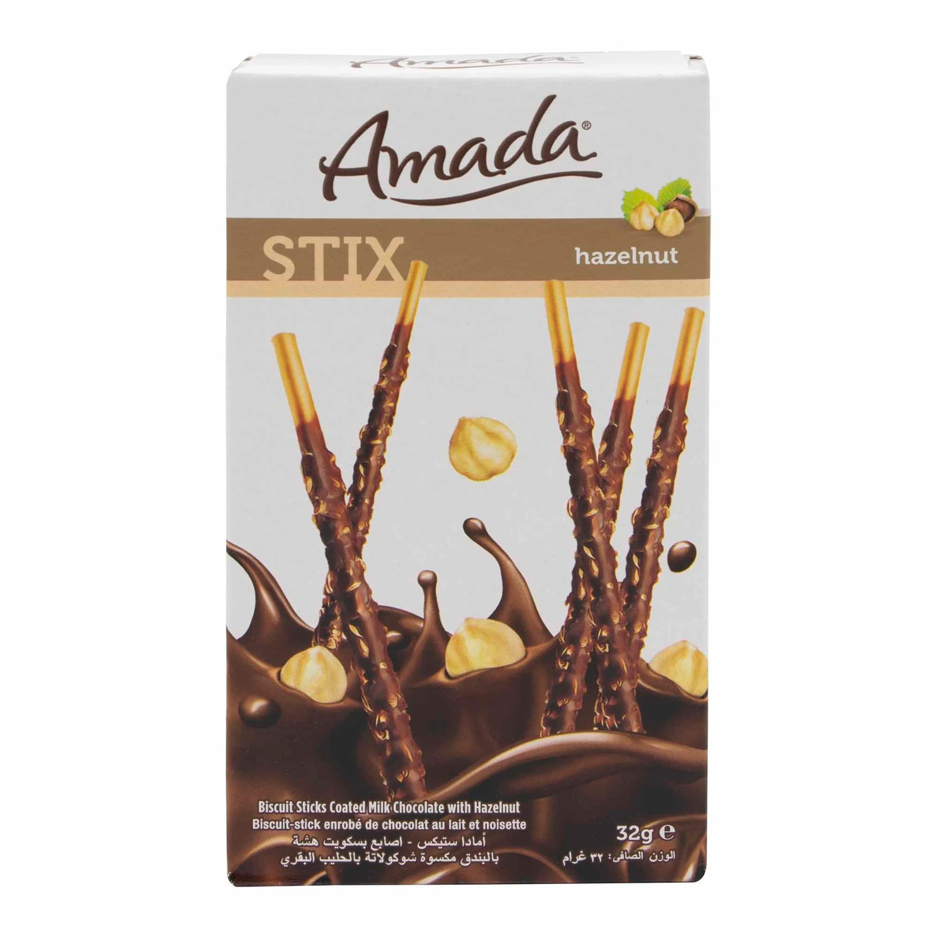 Amada Stix Biscuit Sticks With Milk Chocolate & Hazelnut, 32g