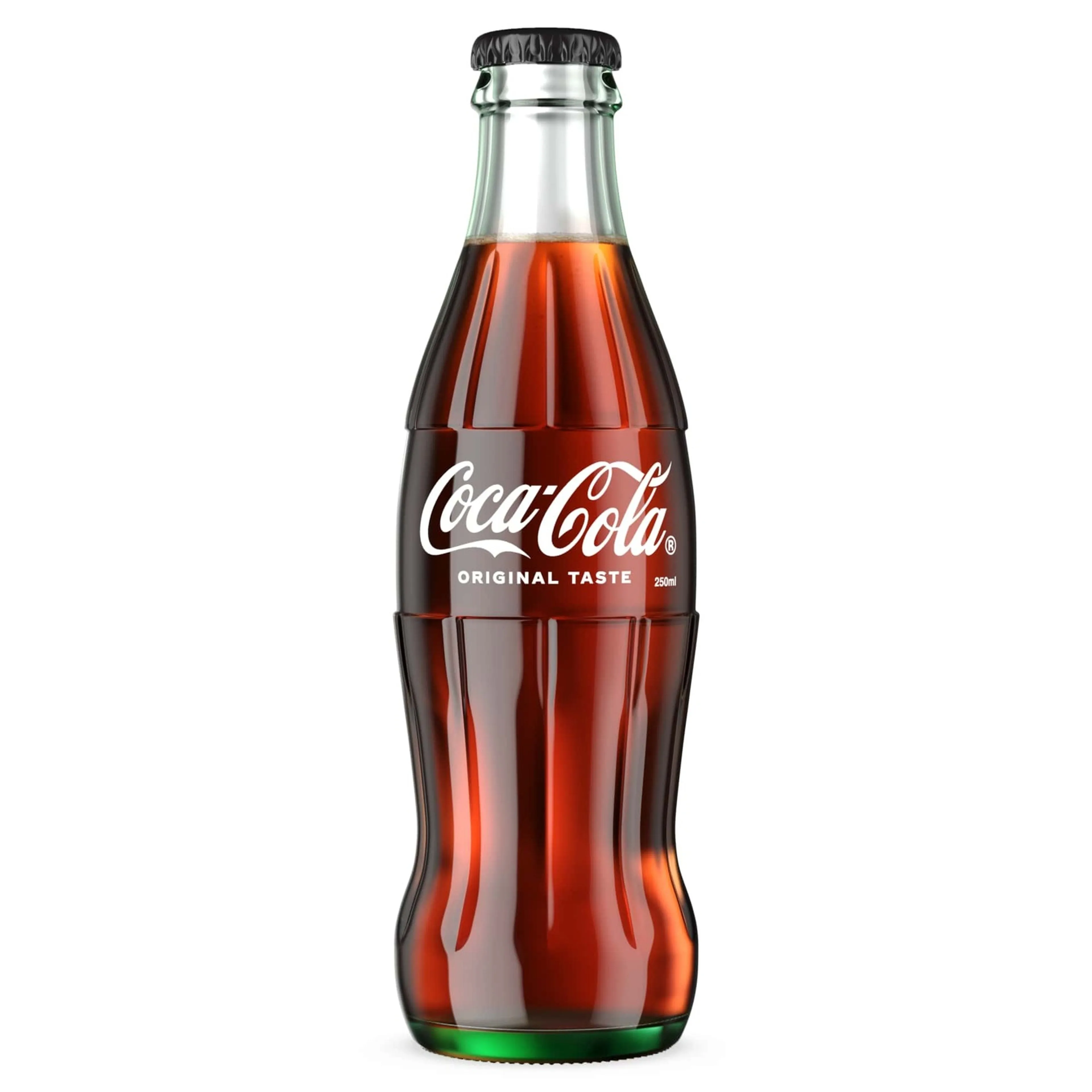 COCA-COLA ORIGINAL TASTE CARBONATED SOFT DRINK GLASS BOTTLE, 250ML