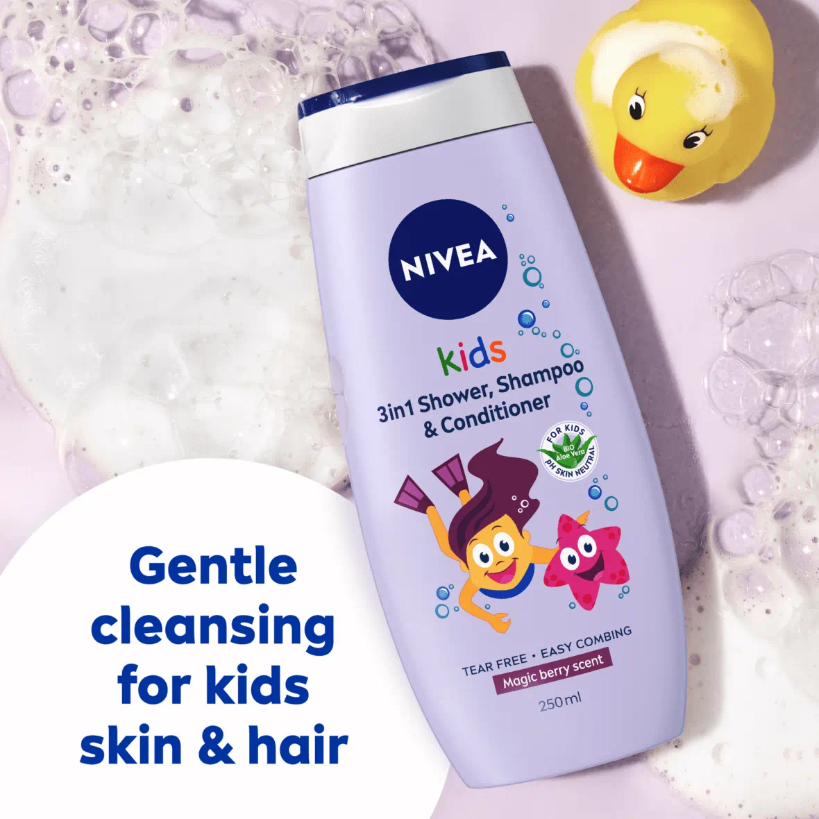 Nivea Kids Sparkle Berry Scent 2 in 1 Shower & Shampoo, 500ML