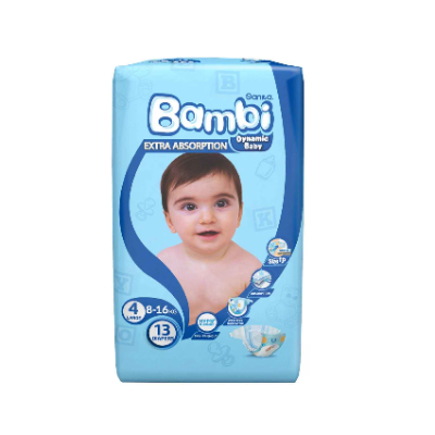 Sanita Bambi Baby Diapers Regular Pack, Size 4, Large, 8-16kg, 13 Count