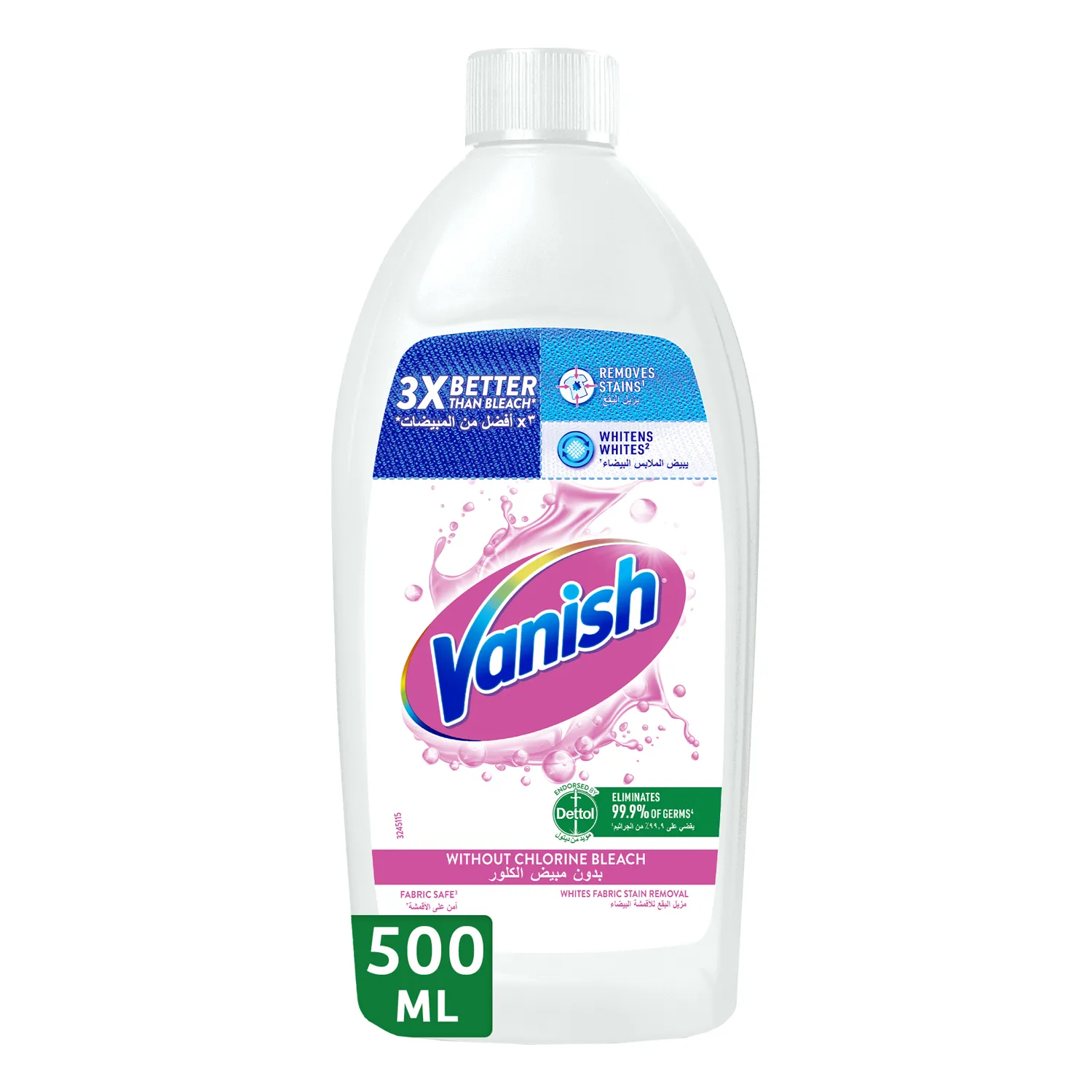Vanish Crystal White Liquid Fabric Stain Remover, 500ML