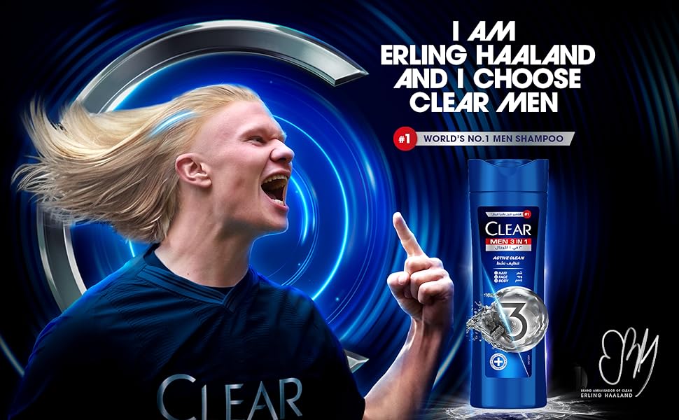 Clear Men 3-in-1 Activated Charcoal Face Wash & Body Wash & Shampoo, 200ML