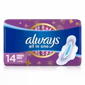 Always All In One Ultra Thin Large 14pcs W/Wings