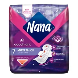 Nana Good Night Maxi Thick Extra Long Sanitary Pads With Wings, 7 Pads