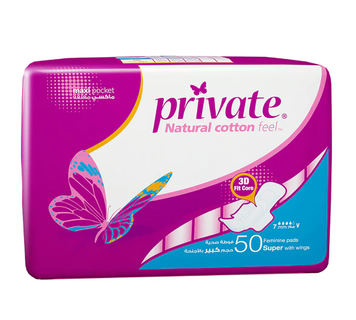 Private Maxi Pocket Super Sanitary Pads, 50 Pads
