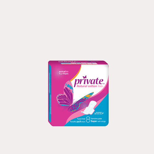 Private Extra Thin Super Feminine Pads, 8 Pieces