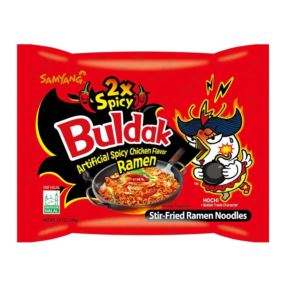 Samyang Buldak 2x Spicy Hot Chicken Flavor Ramen Stir Fried Noodles Pack, 140g