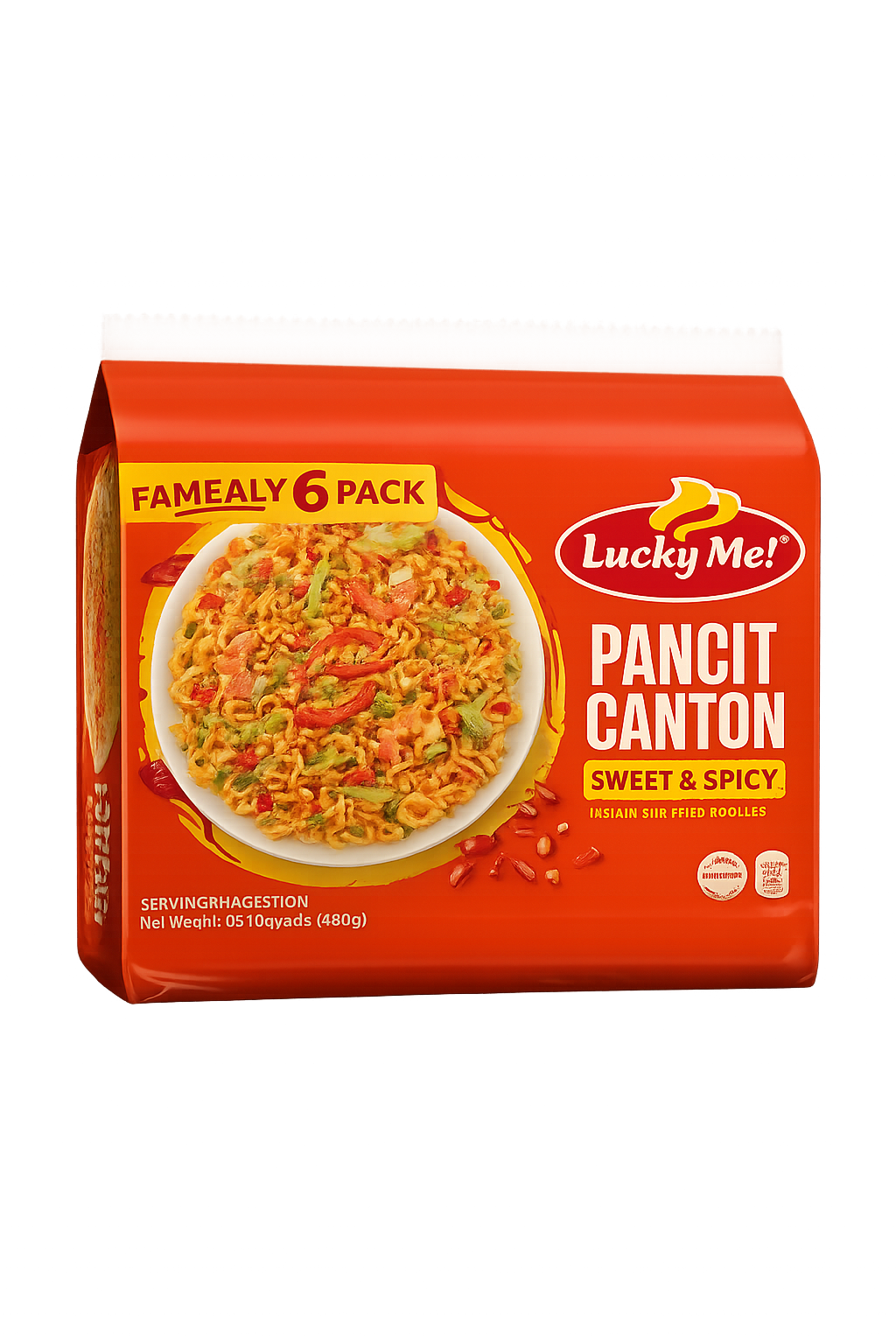 Lucky Me Pancit Canton Sweet & Spicy Flavour Fried Noodles, 6x60g