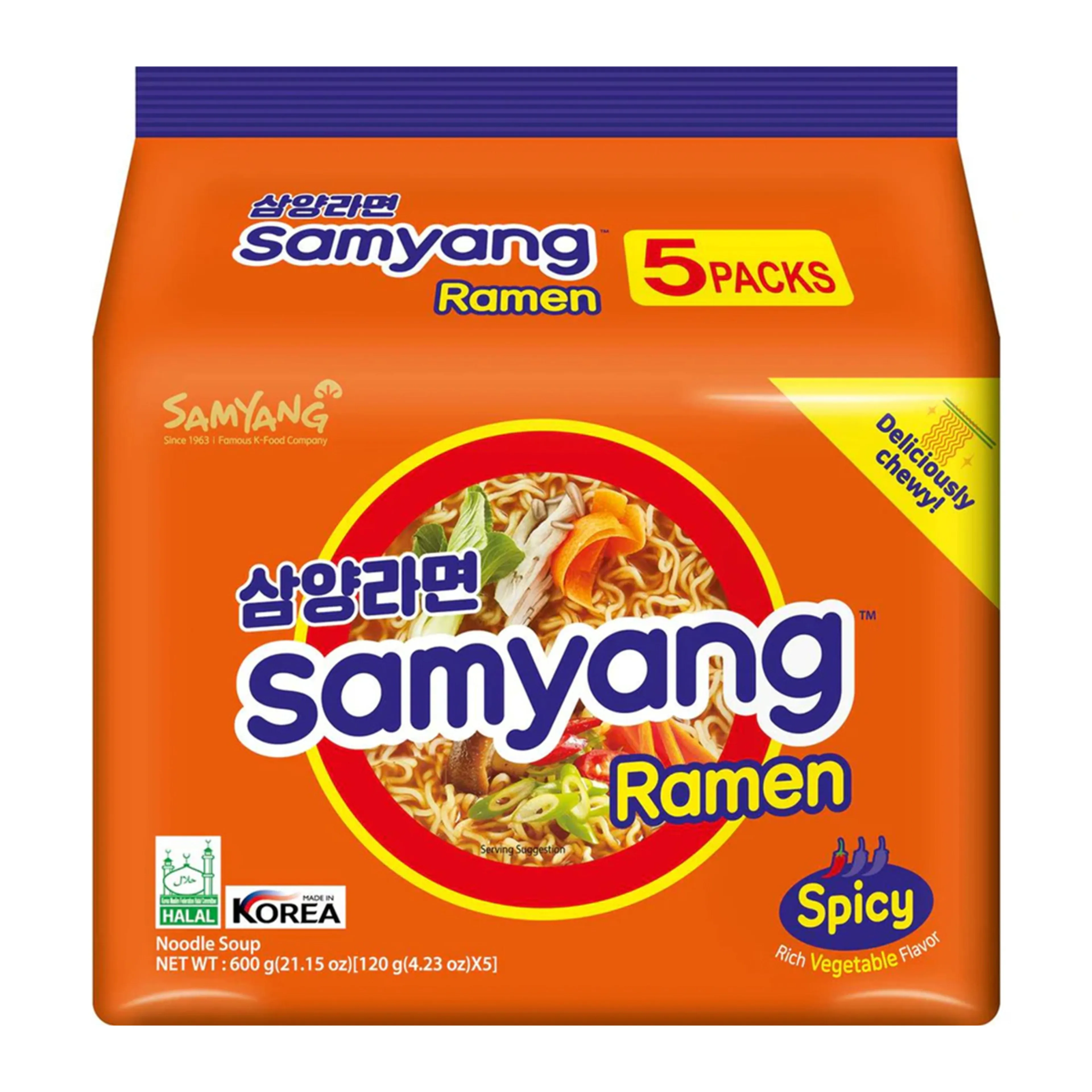 Samyang Original Ramen Noodle Soup Pack, 5x120g