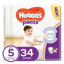 Huggies Diapers Pants No.5 Size 12-17 Kg, 34 Diapers