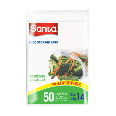 Sanita Club Biodegradable Food Storage Bags, No.14, Large, 50 Bags