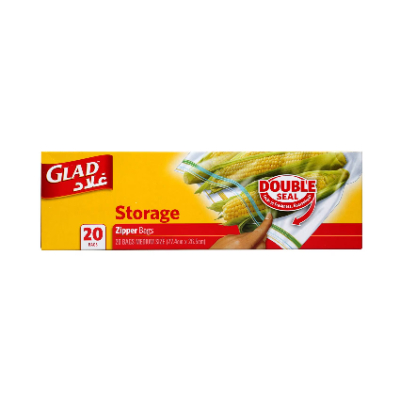 Glad Zipper Storage Bags Gal 20 Pcs