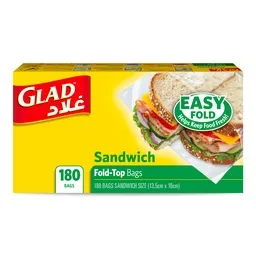 Glad Sandwich Fold Top Bags 13.5cm X 16cm 180's