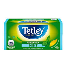 TETLEY DRAWSTRING MINT GREEN TEA BAGS, 25 PIECES
