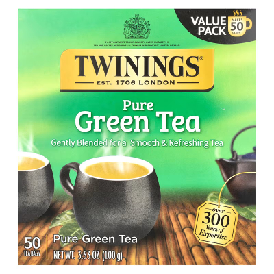 TWININGS PURE GREEN TEA 50 BAGS 100 G