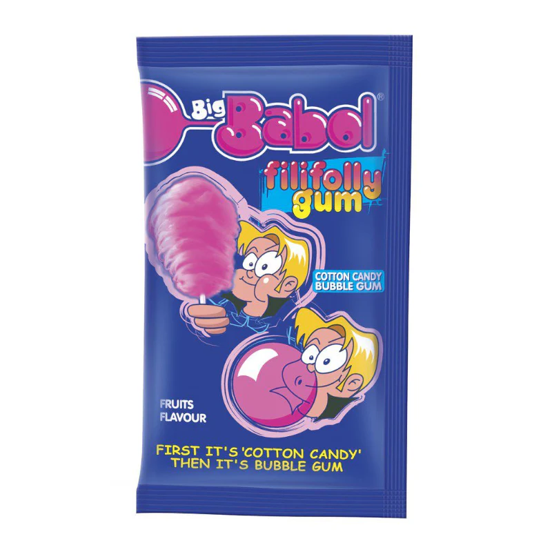 BIG BABOL FILLY FOLLY GUM TUTTI FRUITY FLAVOUR COTTON CANDY, 11G
