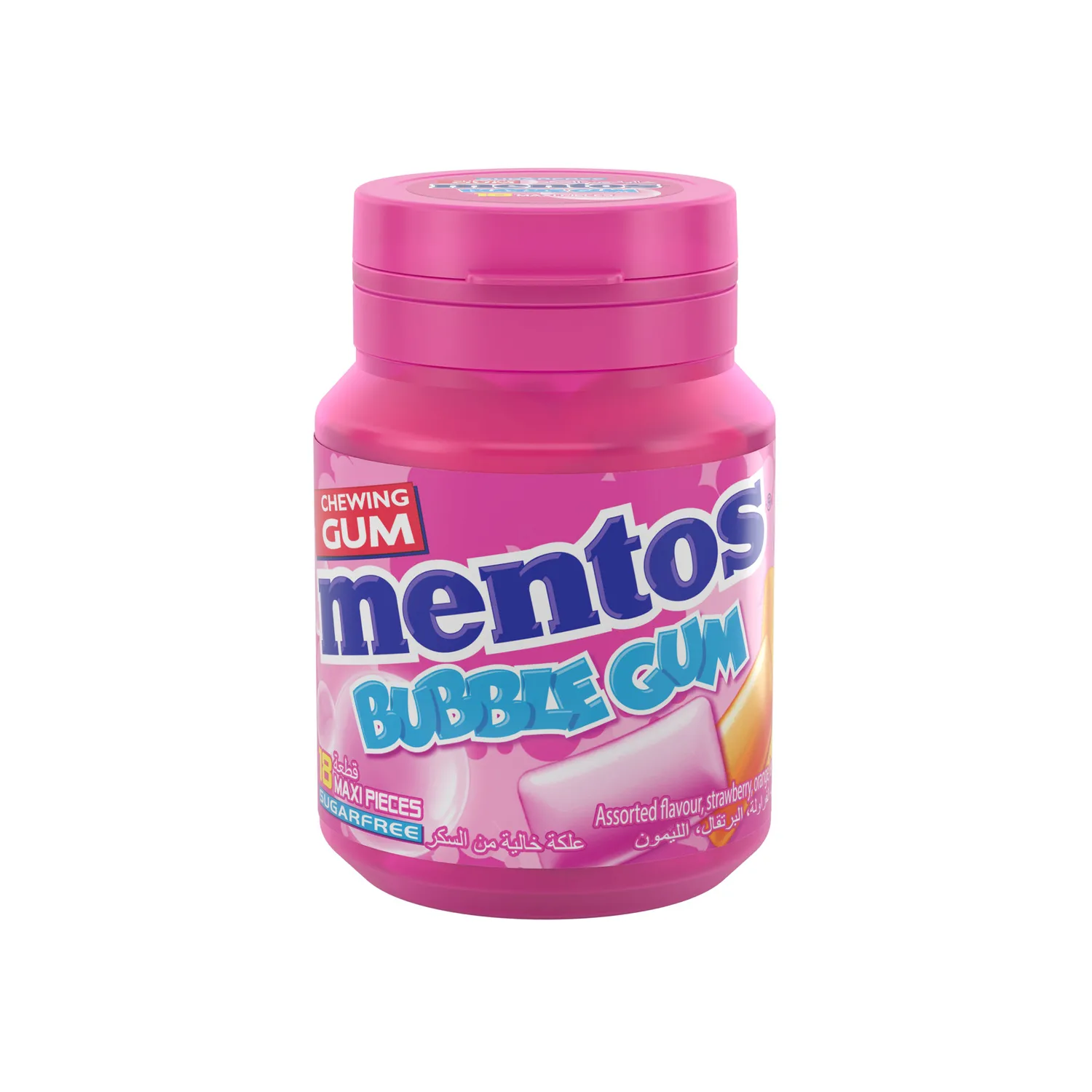MENTOS BUBBLE GUM SUGAR FREE, 18 PIECES