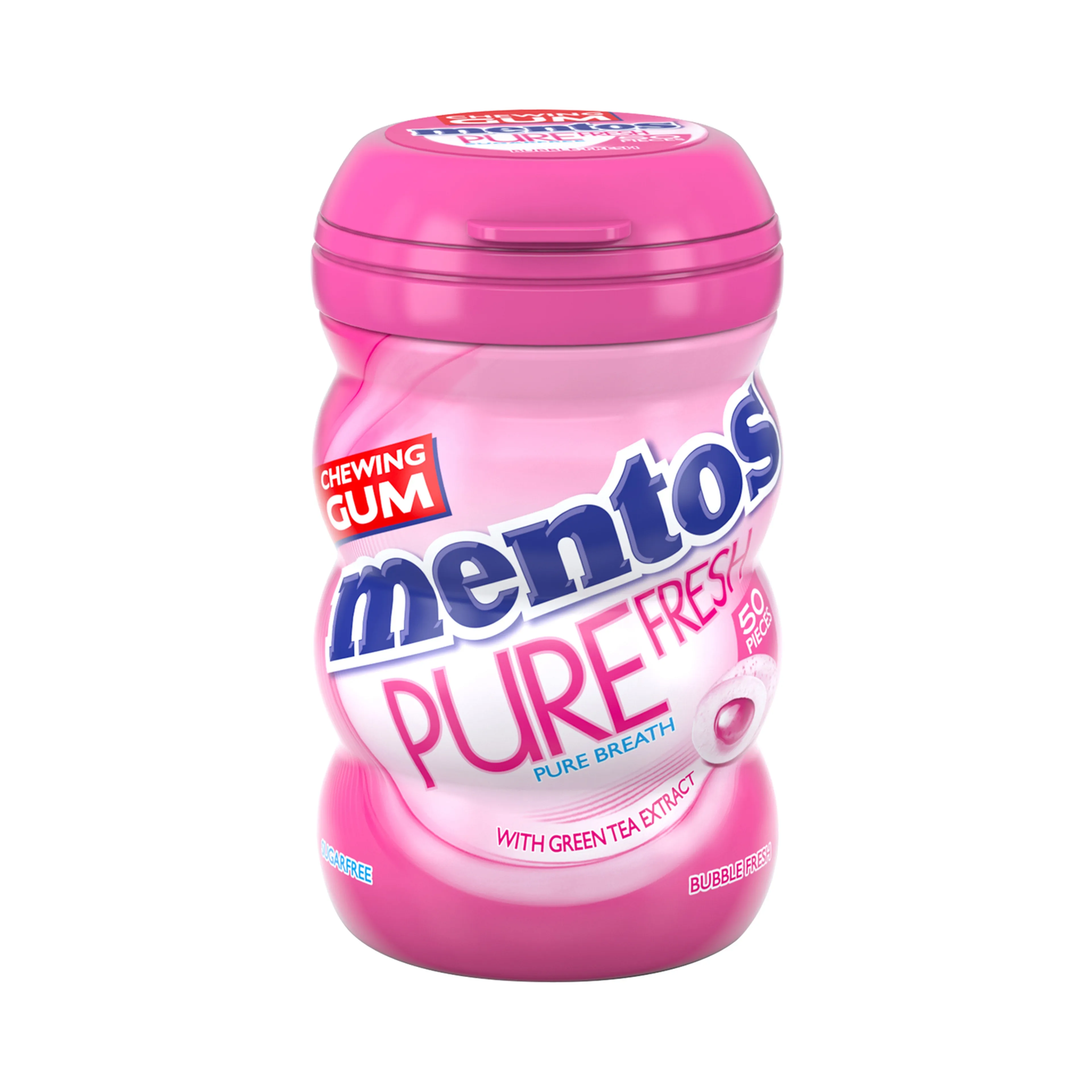 MENTOS PURE FRESH SUGAR FREE BUBBLE FRESH CHEWING GUM, 50 PIECES