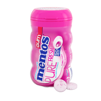 MENTOS PURE FRESH SUGAR FREE CHEWING GUM BUBBLEFRESH FLAVOUR, 9 PIECES