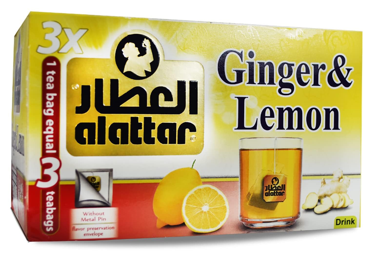 Alattar Ginger & Lemon Herbal Tea Bags, 20 Bags