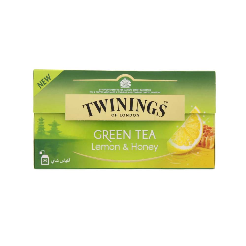 TWININGS LEMON & HONEY GREEN TEA BAGS, 25 BAGS