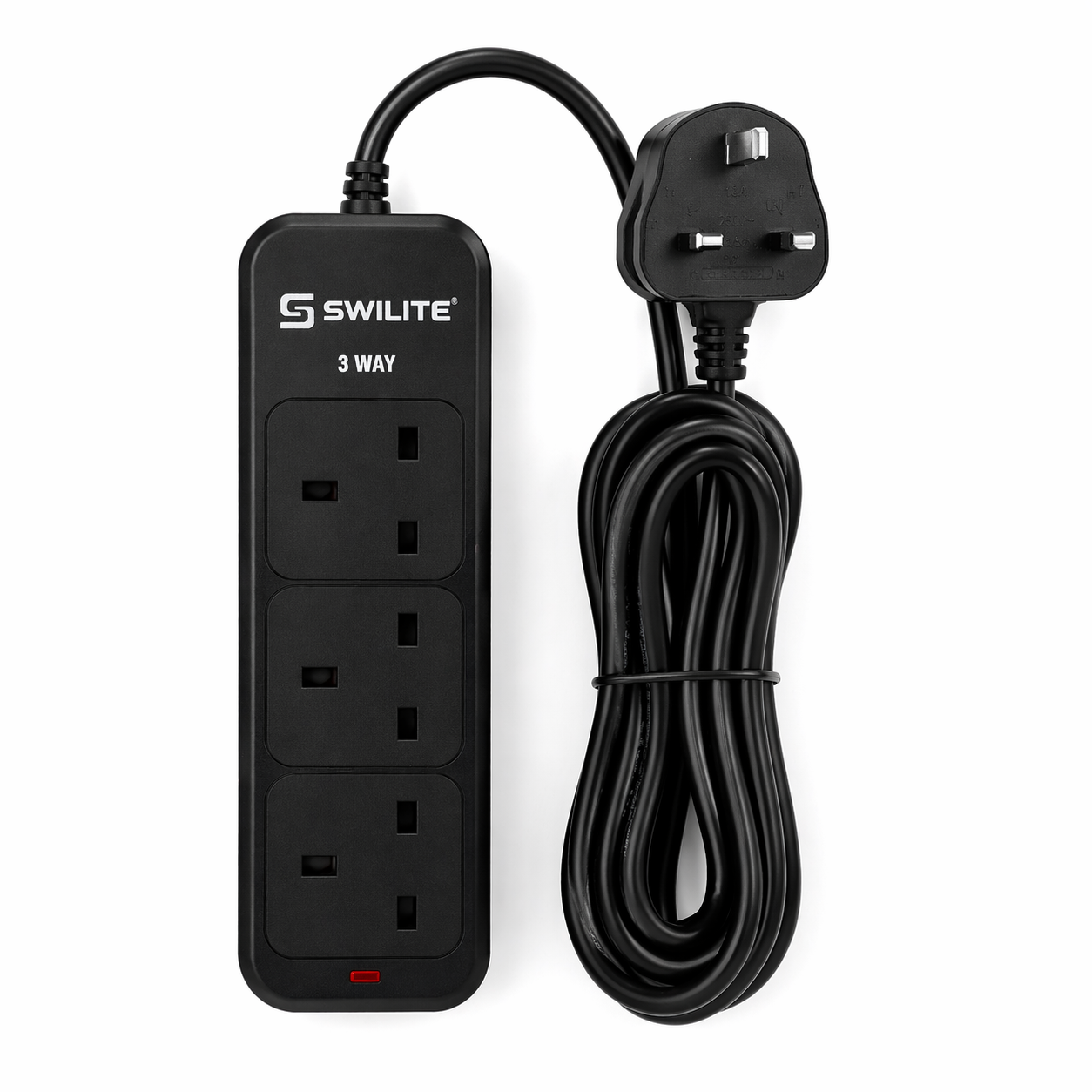 Swilite 3way 3m Power Strip, Black