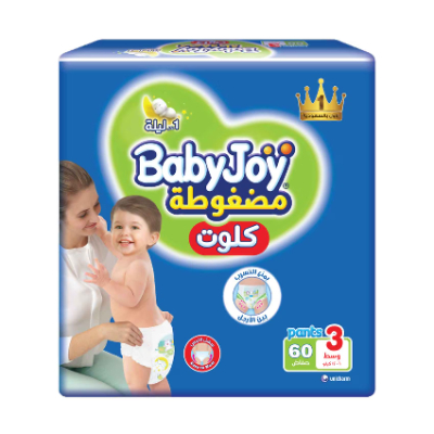 BABYJOY DIAPER PANTS MEDIUM, SIZE 3, 6-12KG, 60 PIECES