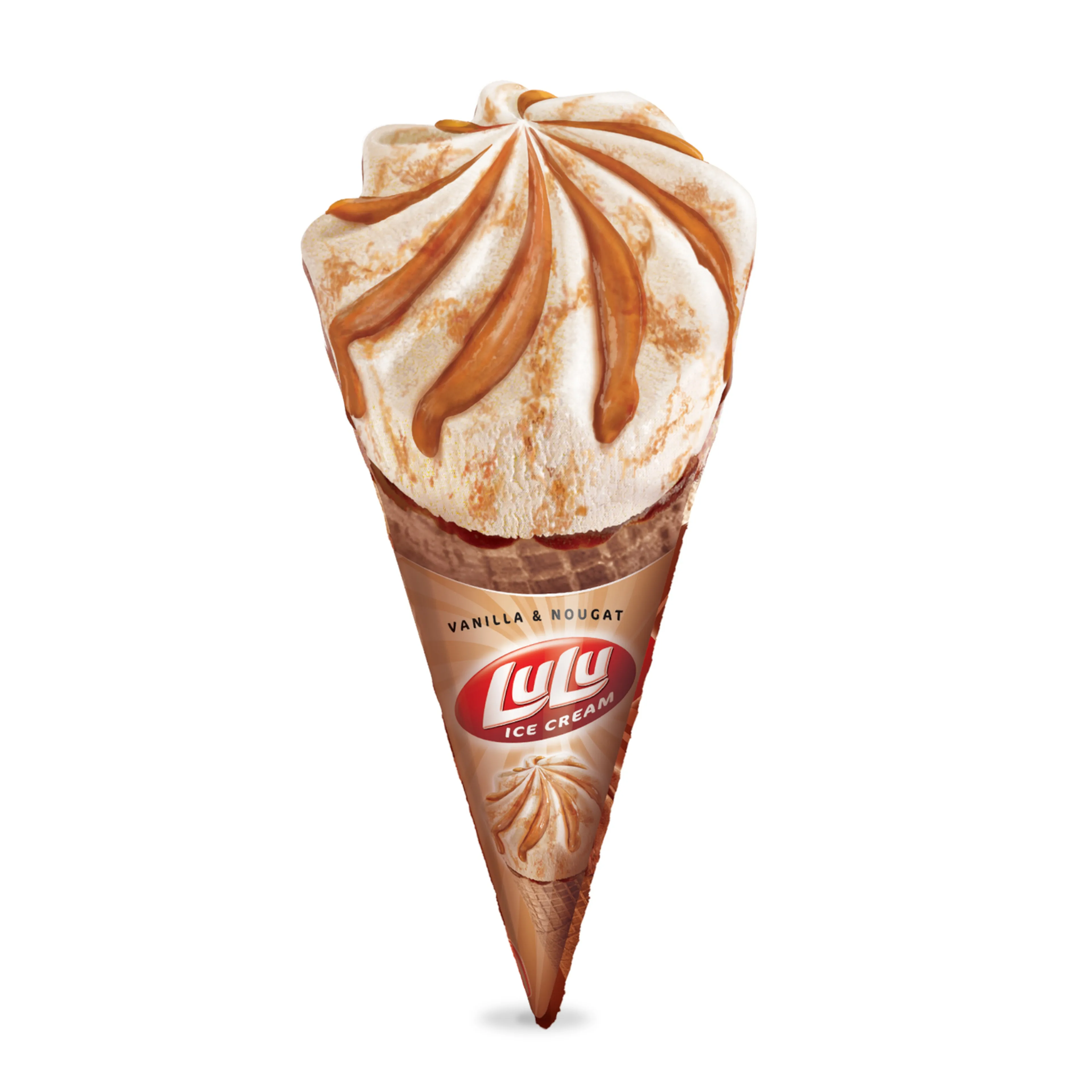 KDD LULU VANILLA & NUGHAT ICE CREAM CONE, 132ML