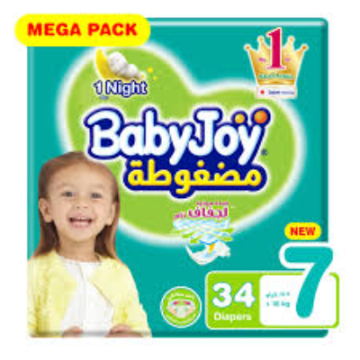 BABYJOY DIAPERS MEGA XXXL SIZE 7, 34 PIECES