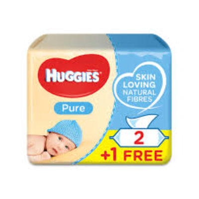 HUGGIES BABY WIPES PURE, 56PCS, 2 + 1 FREE