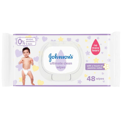 JOHNSON'S ULTIMATE CLEAN BABY WIPES, 48 WIPES