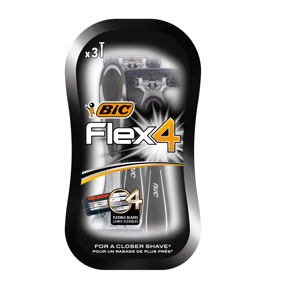 BIC Shaver Flex 4 Blister Disposable Razors, 3pcs
