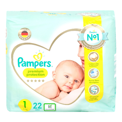 PAMPERS PREMIUM CARE DIAPERS SIZE 1 22 PCS