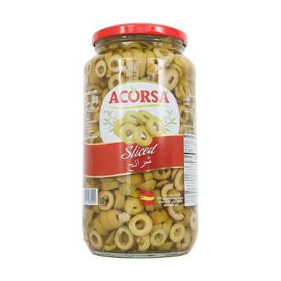 Acorsa Green Olives Sliced JAR 450 Gm